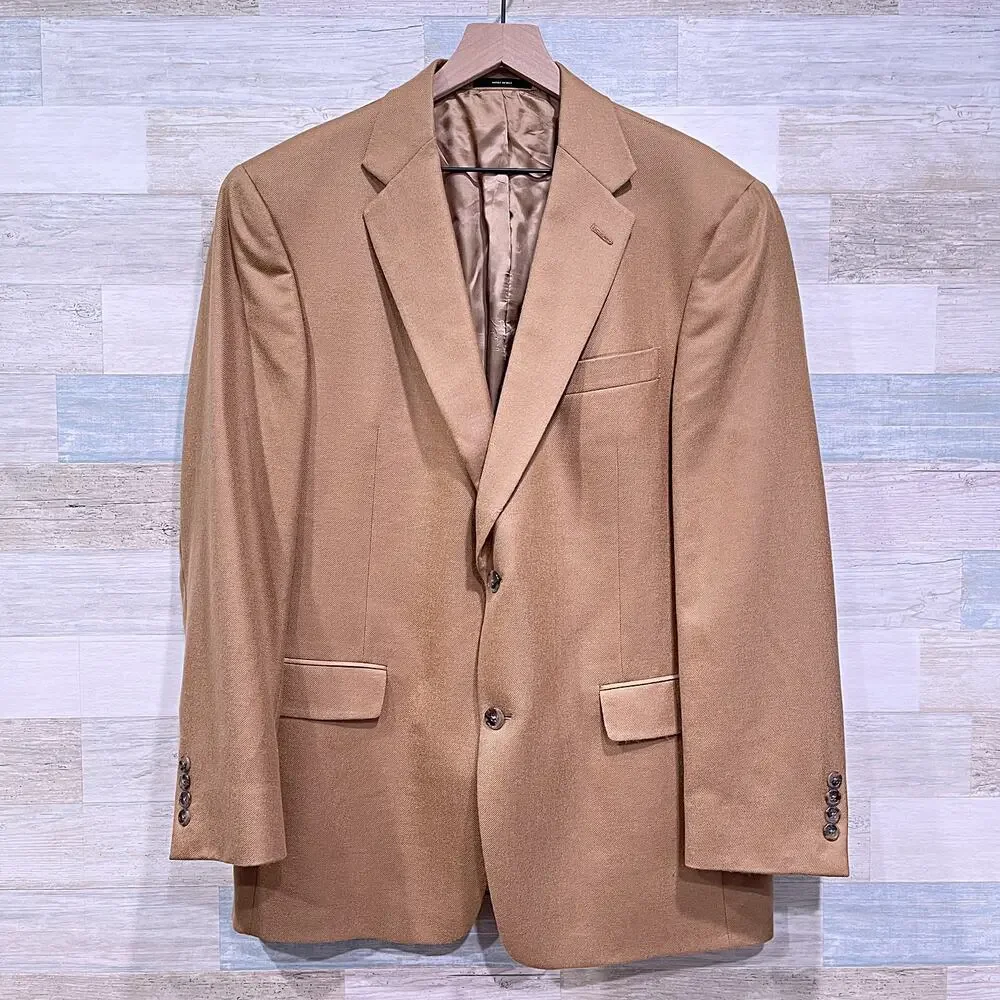 Loro Piana 100% Worsted Spun Cashmere Sport Coat Tan Gold Trumpeter Mens 42R